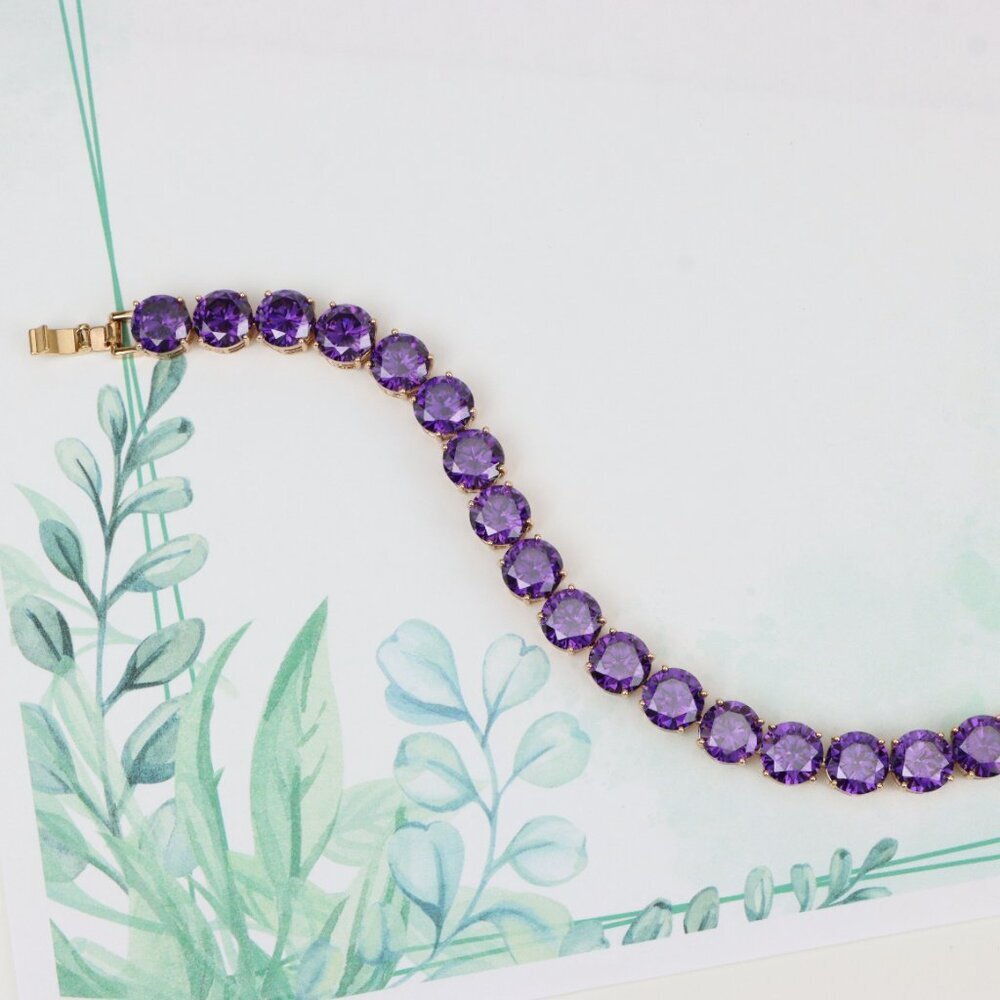 "Rose Gold Plated Purple Zircon Tennis Bracelet, XPBL0753